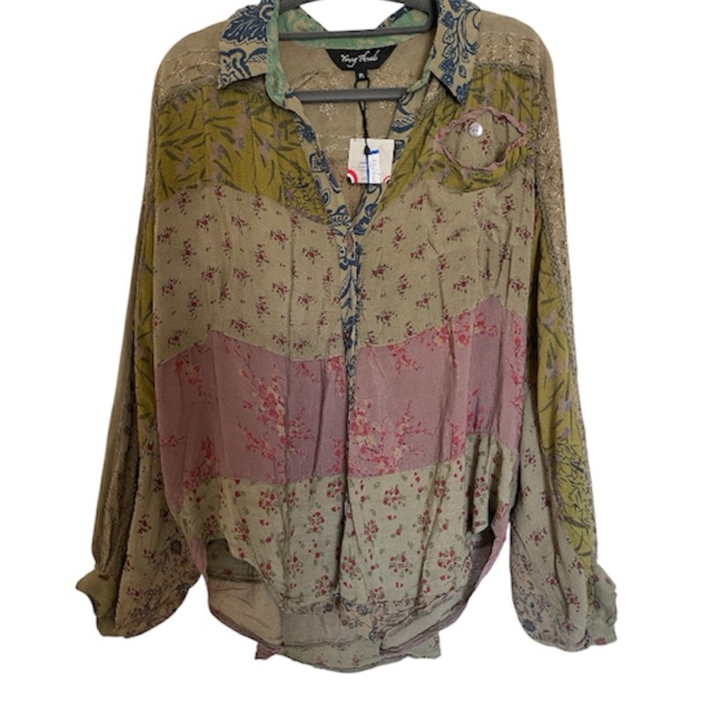 Young Threads Multi Patch Boho Blouse New With Ta… - image 1